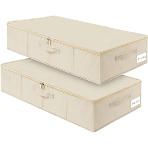 Under Bed Storage, 2 Pack Clothing Storage Bags W/Upgraded Handles, Large - Picture 1 of 7